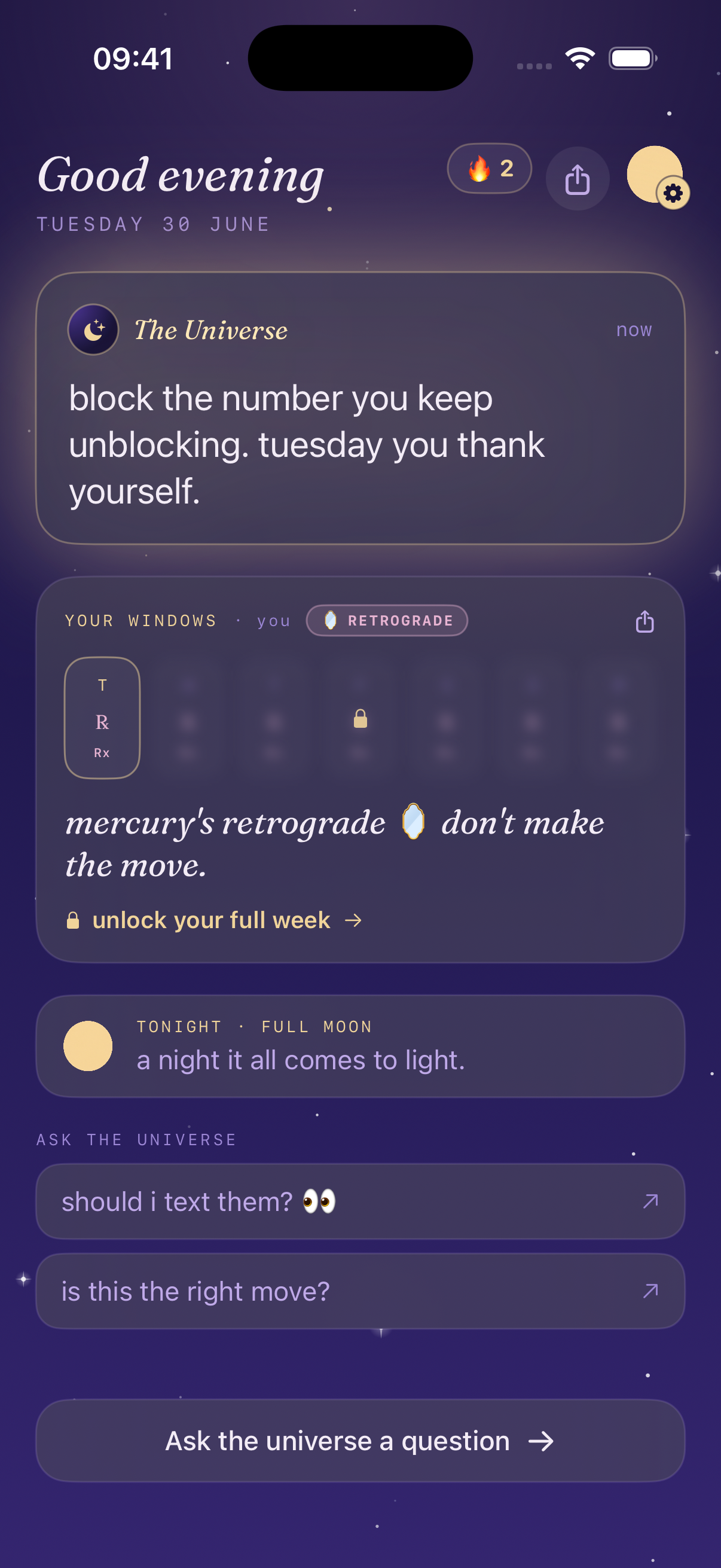 Divine Timing app — your timing windows for the week
